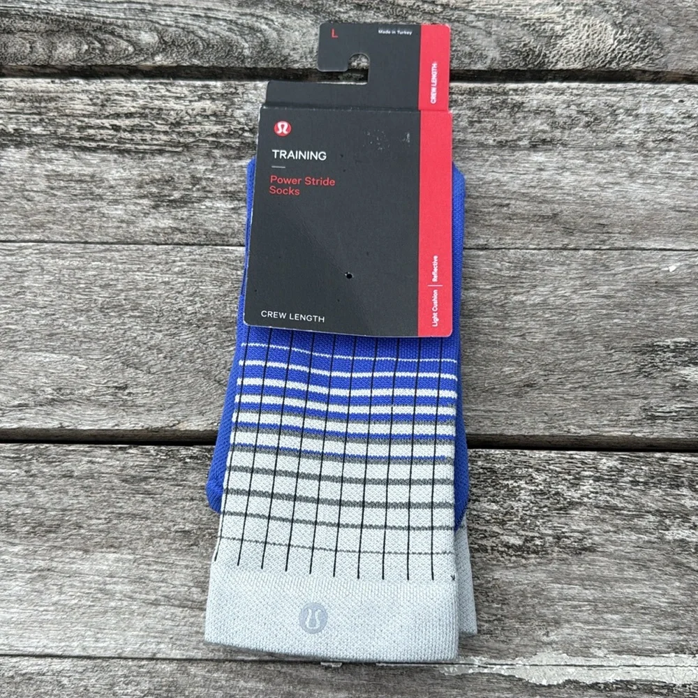 Lululemon Men's Power Stride Crew‎ Socks Reflective size large NWT